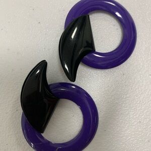 Purple and Black Circular Earrings